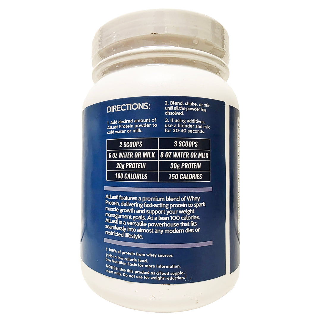 AtLast! Vanilla Whey Protein Powder – 20g Protein, 100 Calories, 2g Net Carb