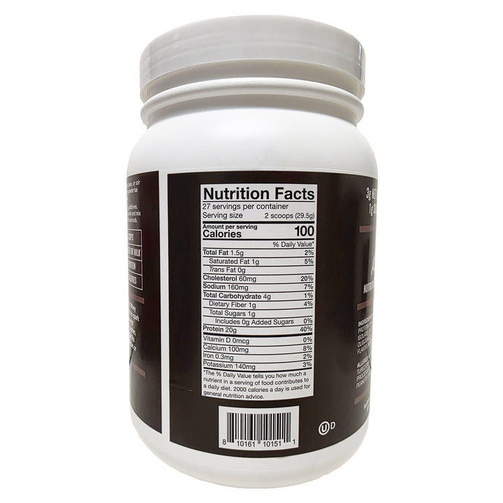 AtLast! Chocolate Whey Protein Powder – 20g Protein, 100 Calories, 3g Net Carb