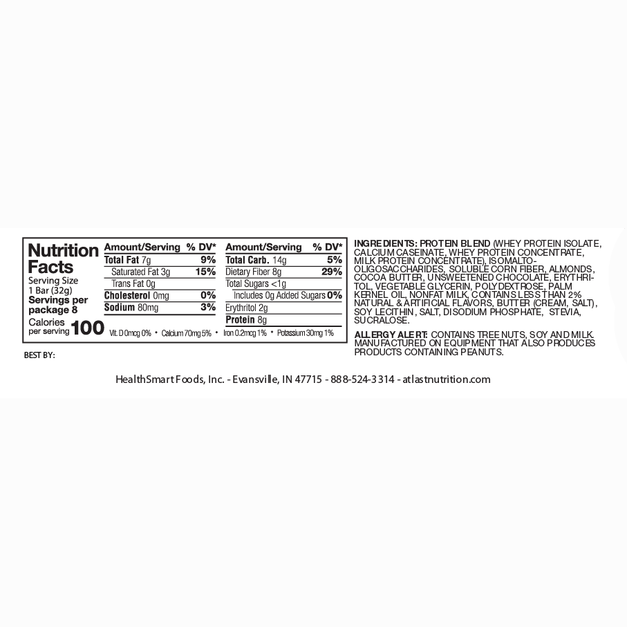 Nutrition facts label and ingredient list on a white background