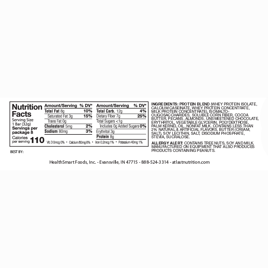 Nutrition facts label and ingredient list on a white background