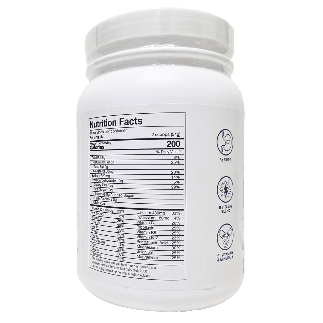 AtLast! chocolate protein powder nutrition facts 28g protein 200 calories 0g added sugar