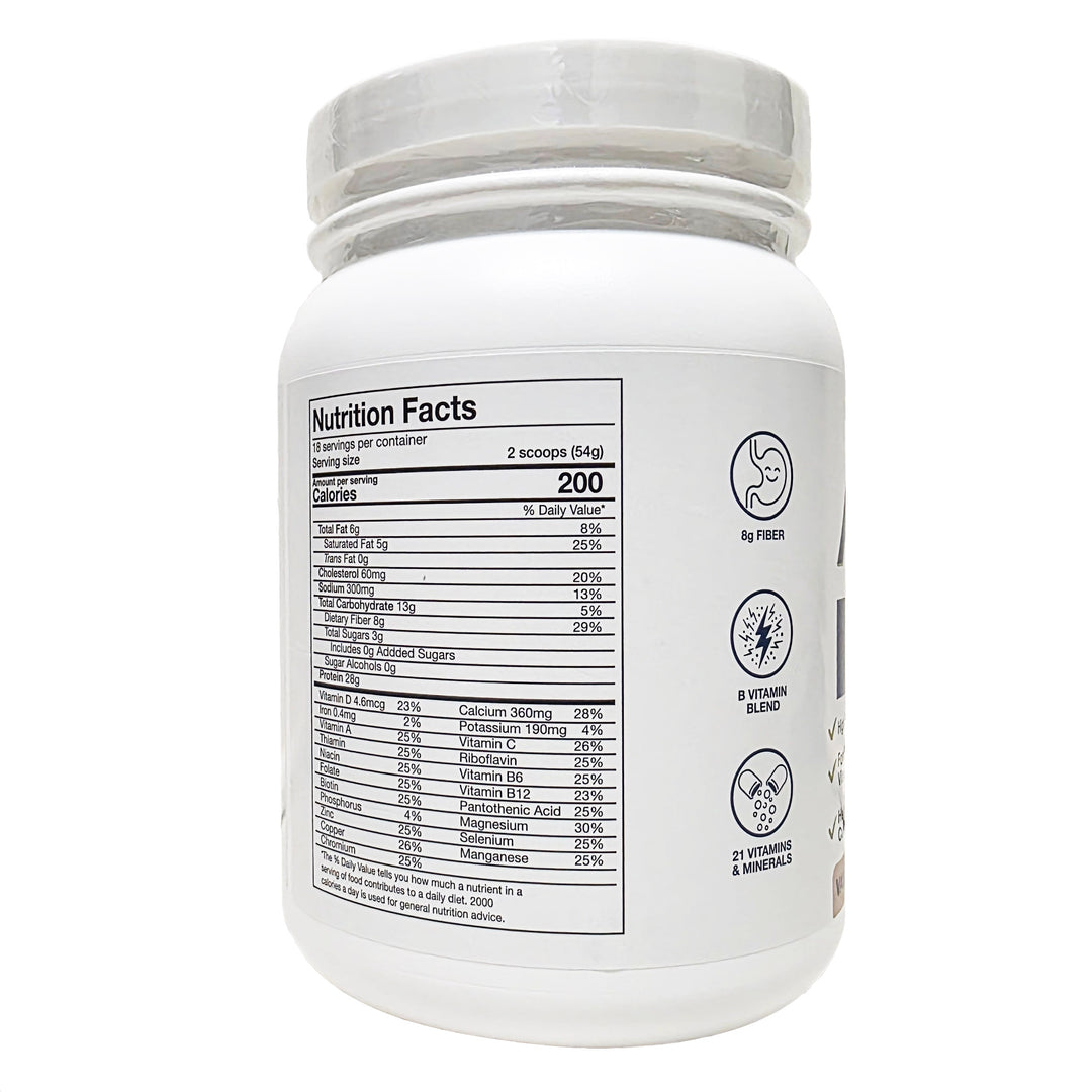 AtLast! vanilla protein powder nutrition facts 28g protein 200 calories 0g added sugar