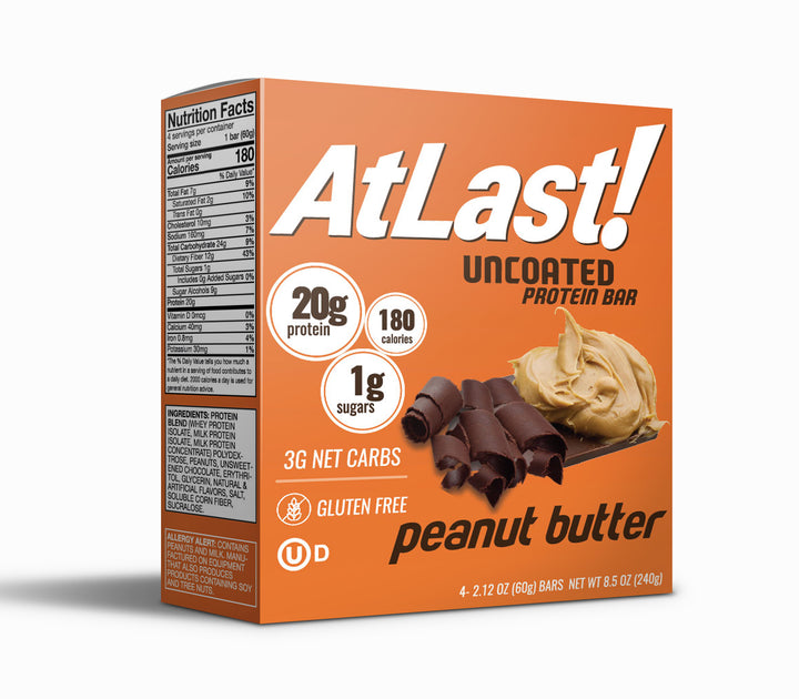 AtLast! Uncoated Protein Bar – Peanut Butter