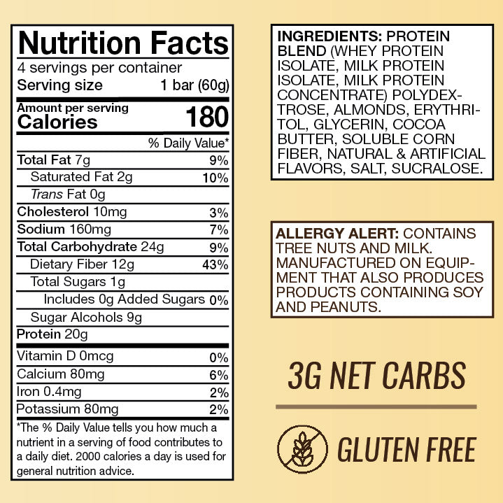 AtLast! Uncoated Protein Bar – Yellow Cake